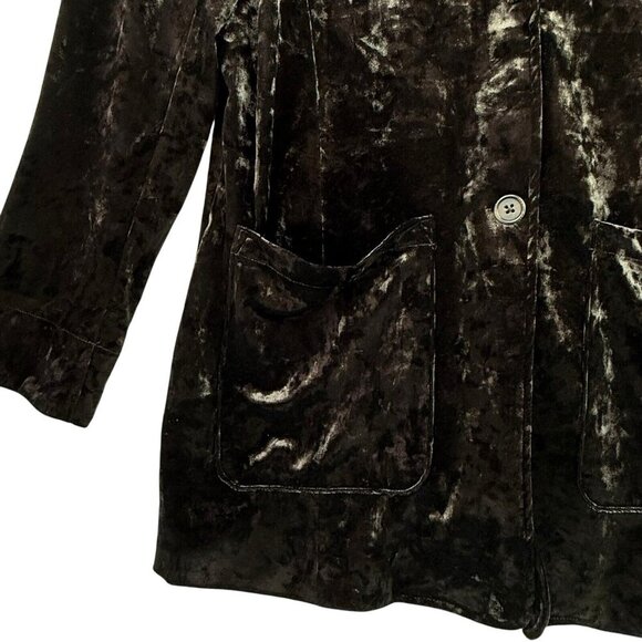 LYSSE New York Brown Shay Crushed Velvet Blazer Jacket Cardigan Size Large - Picture 3 of 8
